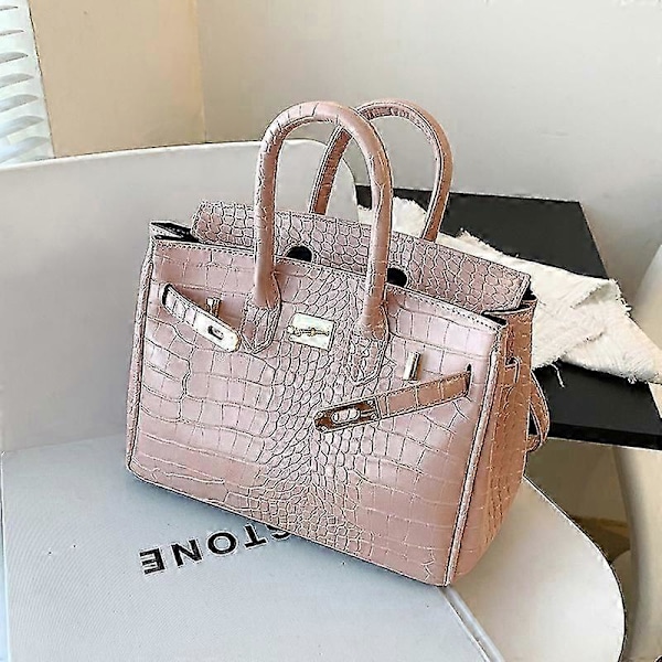 Stor kapacitet taske dametaske sommer 2021 ny trendy messenger taske trendy stenmønster bærbar platin taske black