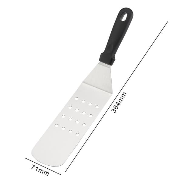 Grillspatel i rustfritt stål for biff, burger, BBQ, Teppanyaki og matlaging, stor lang hullspatel Large Long Slotted Turner