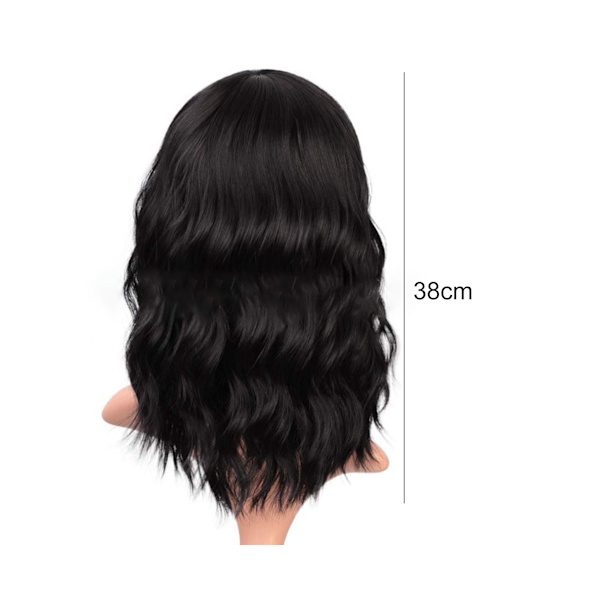 Kvinnor peruker Vågigt Smidig Kort Lady Curly Natural Hårstycken för kvinnor - Svart