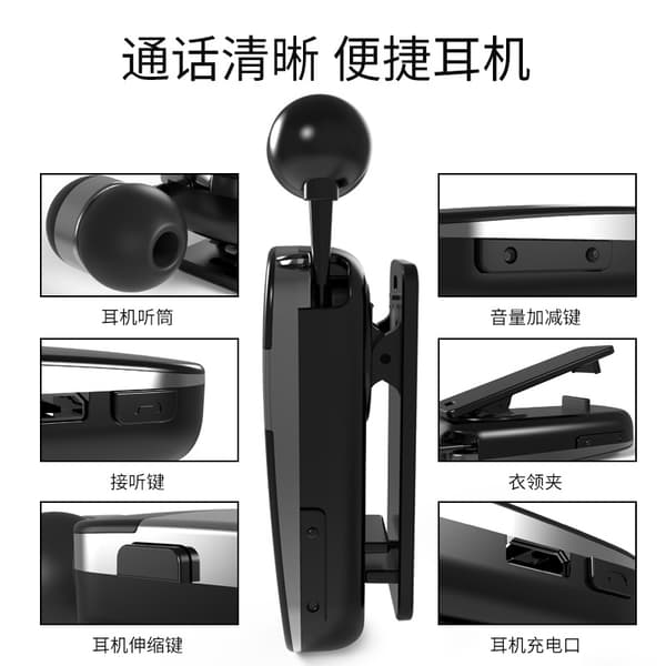 Infällbart Bluetooth-headset med lång batteritid - Dugt White K53 Retractable