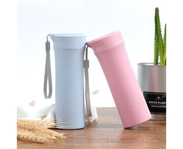 400-500ml Plast Bärbar Resecamping Läcksäker vattenflaska Drickskopp-rosa