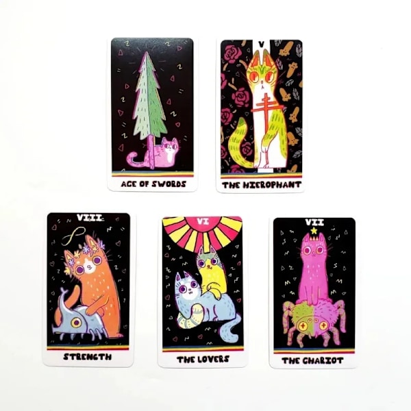 The Weird Cat Tarot Deck Multiplayer Party Spådom Morsomt Brettspill Tarotkort for dine venner