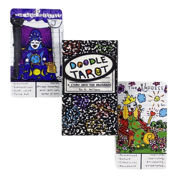 Doodle Tarot -kortit, 78 kortin opiskelupakka aloittelijoille, Oracle-pakka, englanninkielinen Visions Divination Edition, lautapelit