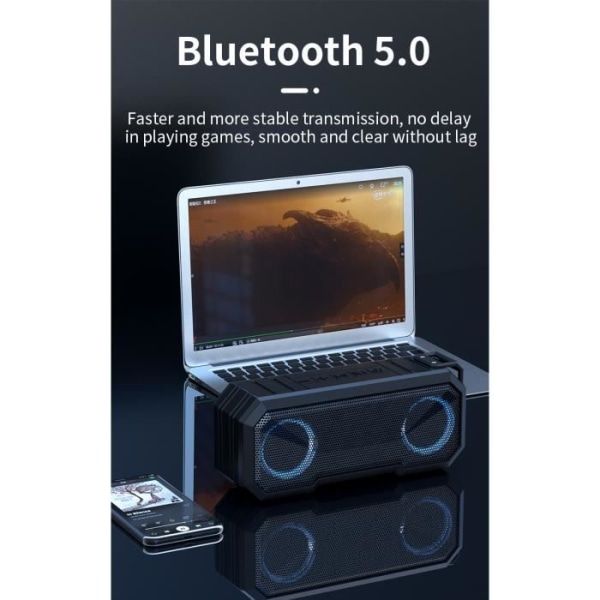 Ysilla Kannettava LED Bluetooth-kaiutin, Kaksoissubwoofer Langaton Bluetooth 5.0 Audio-kaiutin - Punainen