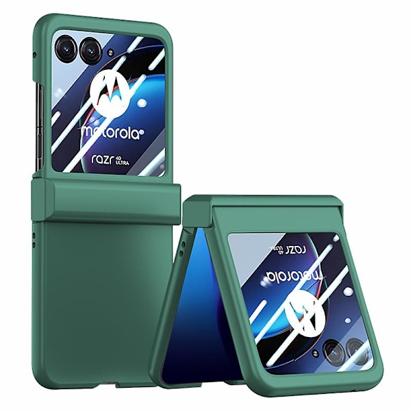 Telefondeksel med hengsel PC-deksel for Motorola Razr 40 Ultra 5G, med skjermbeskytter i herdet glass for bakskjermen Dark Green
