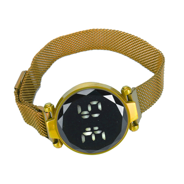 Kvinnor LED watch LED-pekskärm Stor skärm Hållbar legering Modedesign Digital LED- watch för flicka Kvinnor Vuxen Guld
