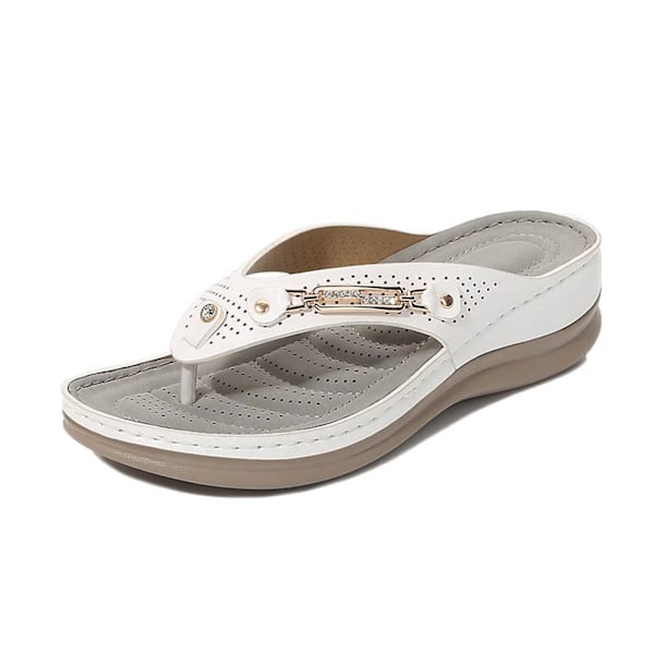 Mjuka och bekväma flip-flop tofflor för kvinnor - Thong sandaler - Casual ortosandaler White 39