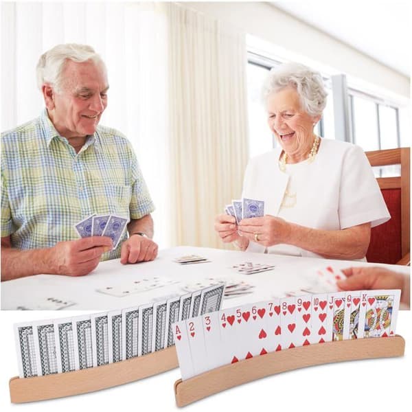 Sæt med 2 spillekortholdere, buede håndfri holdere til poker, bridge og Uno