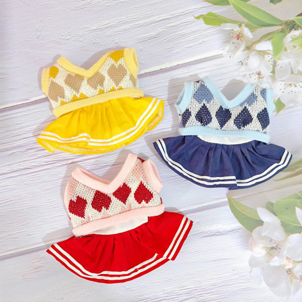 2x 20cm Dockkläder Set Bekvämt Mjukt för Flickdockor Hängande Docka Dockor Pink red For 20cm Dolls