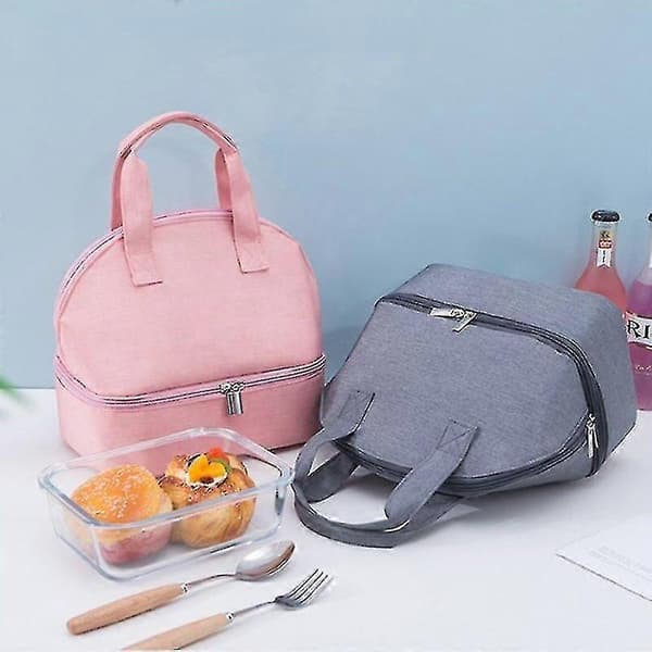 Bærbar Multifunksjonell Lunsjbag Dobbel Isolasjonsbag Isolasjon Lunsjboks Bag Dark Blue