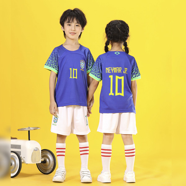 22-VM Brasilien Borta nr 10-Neymar Fotbollströja Kostym Baby Barntröja Herr och Dam 26(140-145cm)