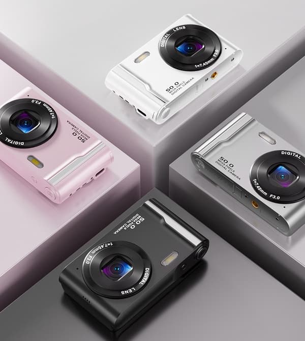 4K HD Digitalkamera til studerende, 2,8\" LCD, 16x zoom, nattesyn og anti-rystelse, sort