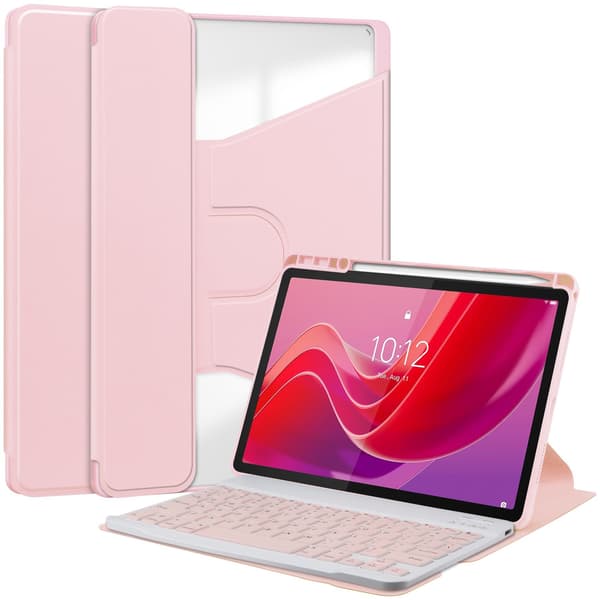 Roterande tangentbord med läderfodral för Lenovo Tab M11 11\", Rosa, Bluetooth