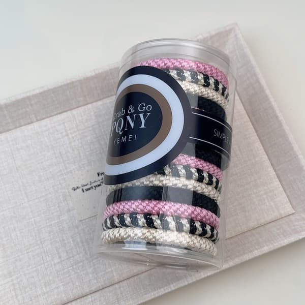 Tjock flätad elastisk hårtofs för hästsvansstyling Pink Black Mix 15 Pcs