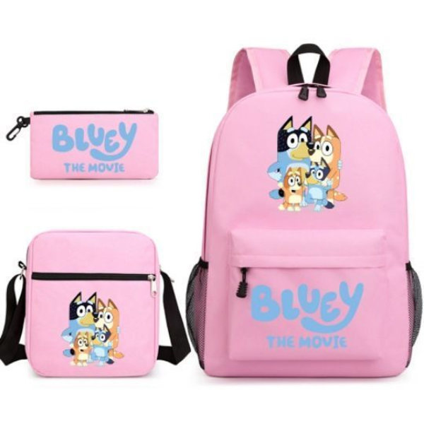 Bluey kolmiosainen koululaukku Reppu Pinkki 3
