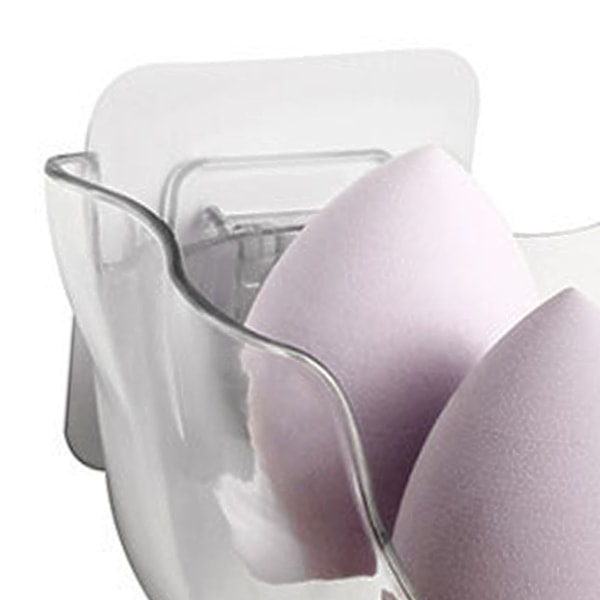Opbevaringsstativ til pudderkvast Transparent Plastik Makeup Svampeholder Kosmetisk Tørringsbeholder Stand