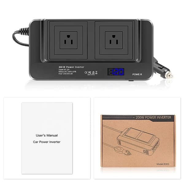 200W Bilstrømomformer, 12V til 110V Strømomformer US Plug110V