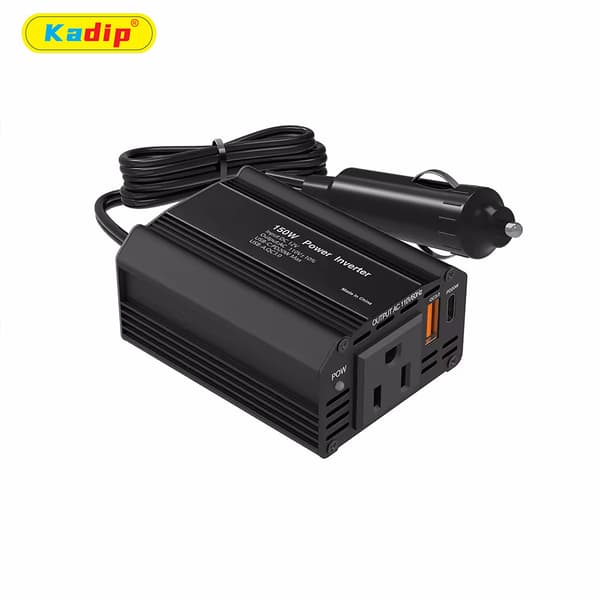 150W Bilstrømomformer 12V til 110V med sort, PD20W, PD, QC3.0 Black 110V