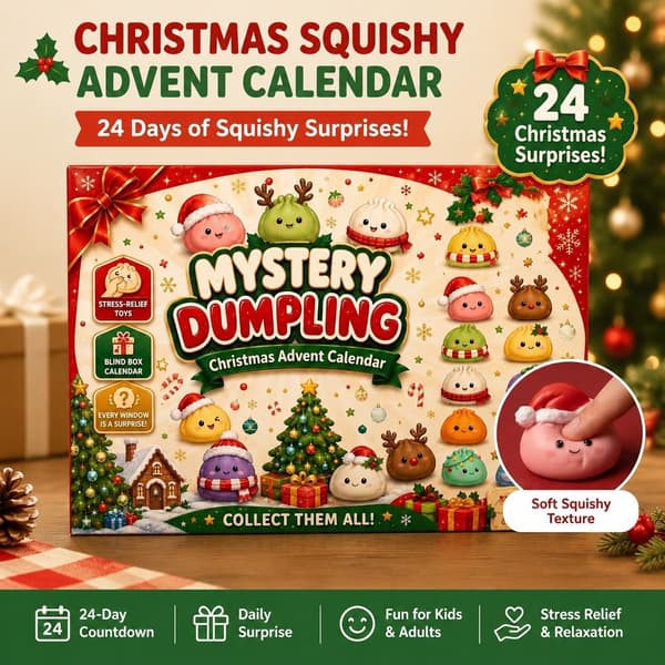 Jule Squishy Adventskalender 2026, 24-dagers nedtelling, søt stressavlastende leke Style D