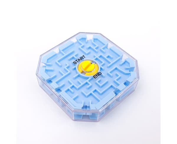 Labyrint Legetøj Klassisk Transparent Synlig Bærbar 3D Gravity Hukommelse Sekventiel Labyrint Spil til Børn - Blå