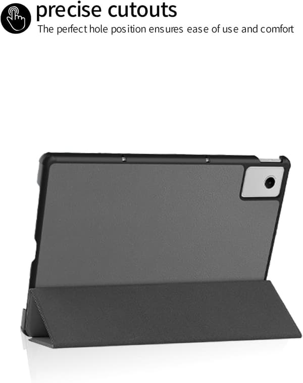 Kompatibel med Lenovo Idea Tab Plus/Tab K12 Tri-fold etui PU Fuld beskyttelse Ridsefast Grå