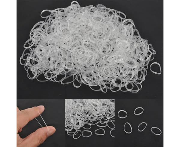 500 st engångs genomskinligt gummiband Elastiskt hår Ring Bind Tie Hästsvans Hållare-