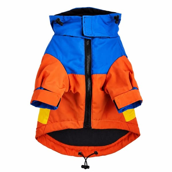 Vanntett varm regnjakke til hund, høst vinter, reflekterende, justerbar, blå gul Multicolor XS