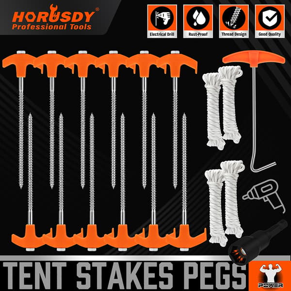 86094 18-delars tältpinnar för utomhusbruk, orange