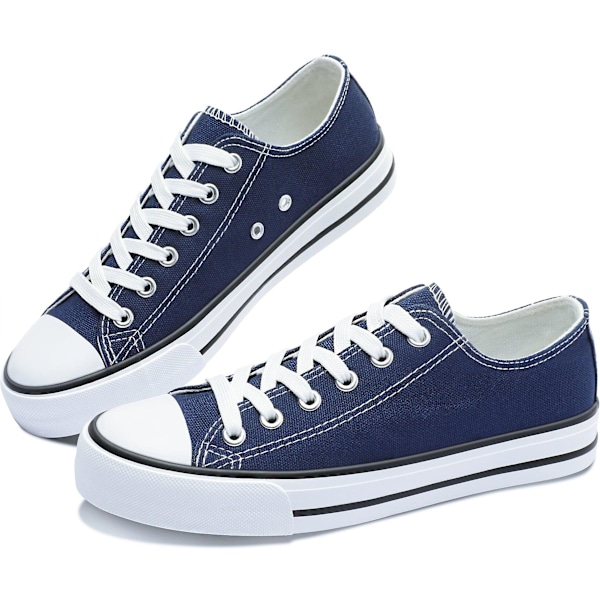Dame Canvas Mode Sneakers Søde Lave Sko Komfortable Canvas Gåsko Til Damer white EU37