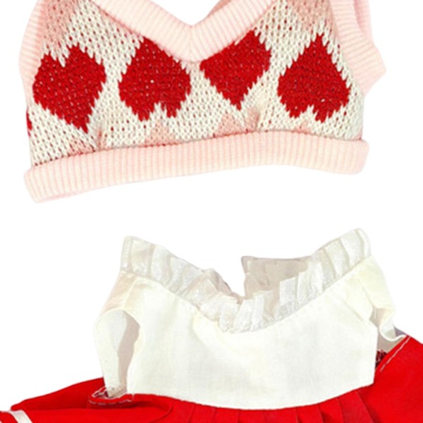 2x 20cm Dockkläder Set Bekvämt Mjukt för Flickdockor Hängande Docka Dockor Pink red For 20cm Dolls