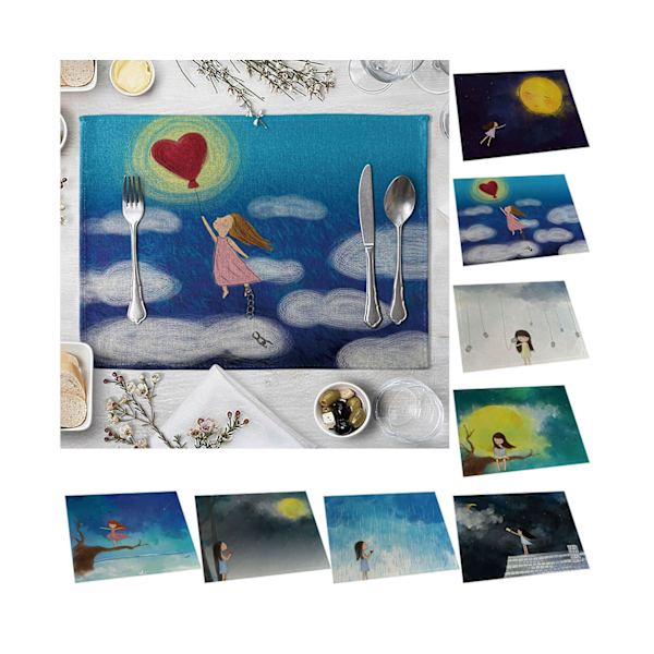 42x32cm Cute Moon Girl Print Värmeisolering Bordstablett Vattentät Bordskopp Pad-3# unikt värde