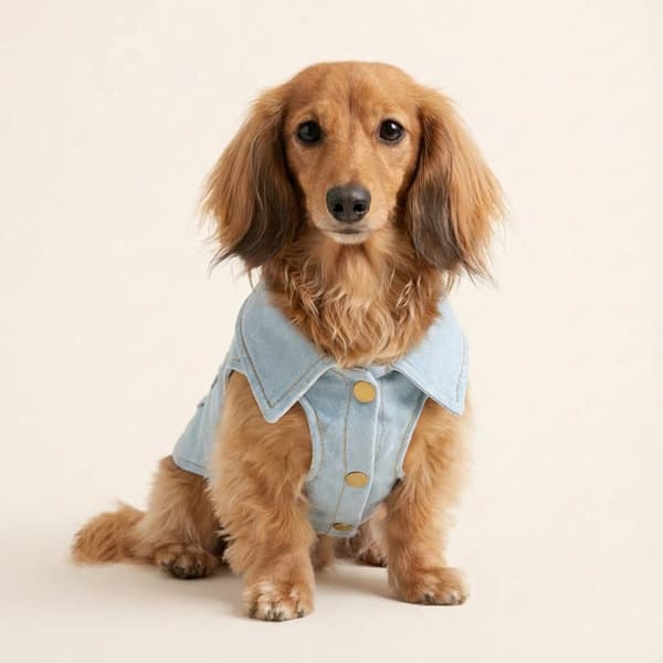 Söt husdjurshund katt jeansjacka väst, små valpkläder för vår och höst, avslappnad stil M-Wild Denim