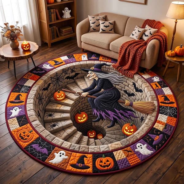 Halloween Rund Golvmatta, Kristall Sammet, Mjuk Tvättbar, Cosplay, Vardagsrum Sovrum Custom Order - Style 13