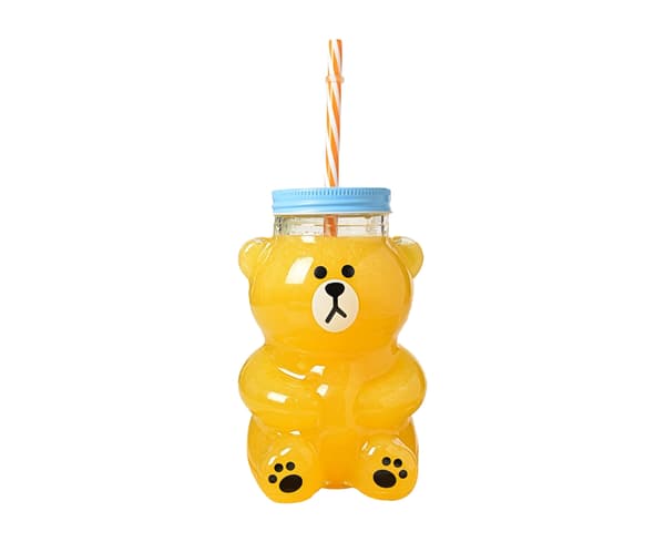 Vattenflaska Creative Cartoon Glas Värmebeständig Bear Sippy Cup för hem-1#