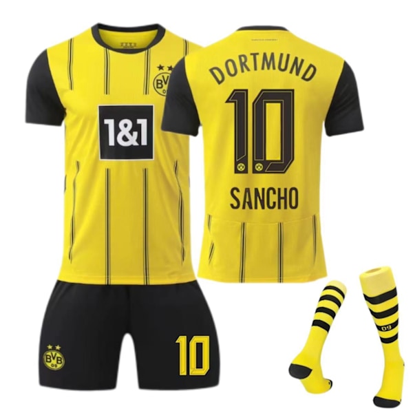 24-25 Dortmund hjemmebanetrøje nr. 9 Allais 10 Sancho 11 Reus børne- og voksen sæt - fodbolduniform - nr. 10 med sokker XXL(185-190cm)