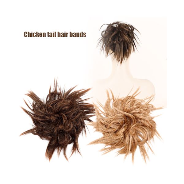 Updo Peruk Smutsig Effekt Förtjocka hår Högtemperatur Fiber Chignon Smutsig Scrunchie Elastisk hårbulle för fest - 5
