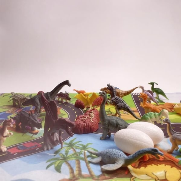 Dinosaurier adventskalenderlåda minifigurer, dinosaurieleksakskalendrar med 24 tillbehör att upptäcka