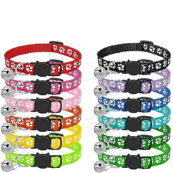 Katt Halsband, 12 st Katt Halsband Kattunge Halsband, Justerbart Område 19-32cm