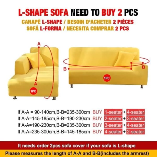 Stretch cover för soffa och sittande fåtölj Enfärgad för vardagsrum (190-230cm) svart