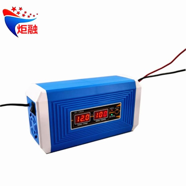 12V Bil Motorcykel Smart Blybatteriladdare Med Display Blue EU Plug