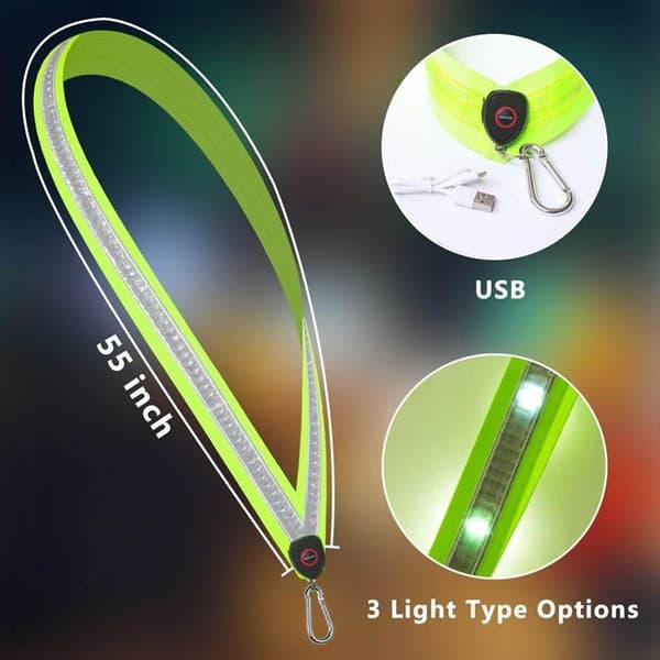 Reflekterande LED Säkerhetsaxelrem, USB Uppladdningsbar Lysande Löparrem