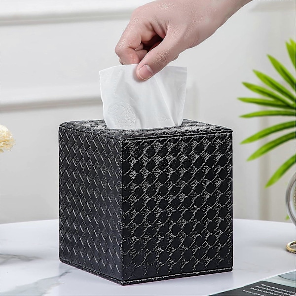 Svart Tissue Box Omslag, Fyrkantigt Tissue Box Omslag, Svarta Tissue Box Hållare, Tissue