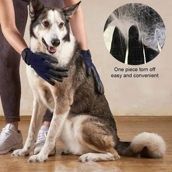 Hunde- og kattepleje massagehandsker, badebørste til langt og kort hår, 1 par, sort