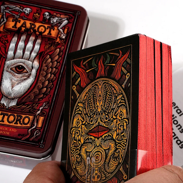 Del Toro Tarot i metalæske af tin 78 kort med forgyldt kant Guidebog Light Seer's Tarot Deck Strømpe Blooming Cat