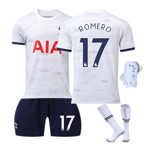 23-24 Tottenham Hotspur Hemmatröja Vuxen Barn Kortärmad Fotbollströja - Set - Nr 7 Son Heung-min Nr 10 Kane Nr 7 + Strumpor + Benskydd L(175-180cm)