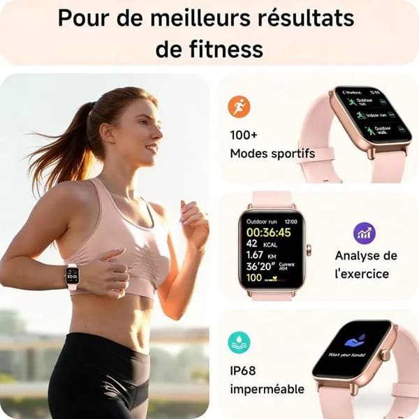 Dame Smartwatch med Bluetooth-opkald, 1,85\" HD, Puls- og Søvnmonitor, Alexa, IP68