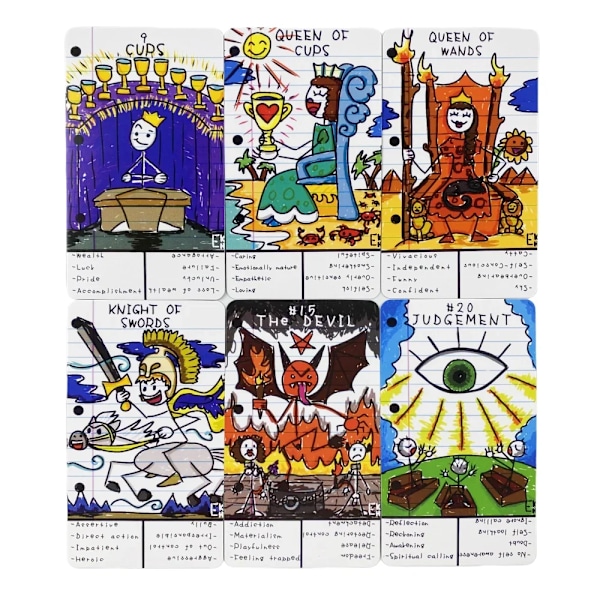 Doodle Tarot -kortit, 78 kortin opiskelupakka aloittelijoille, Oracle-pakka, englanninkielinen Visions Divination Edition, lautapelit