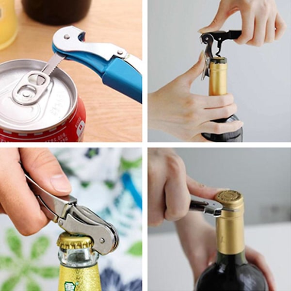 Kreativ Multifunktionell Flasköppnare Rostfritt Stål Vin Öl Flaska Burk Öppnare Wine red 1pc
