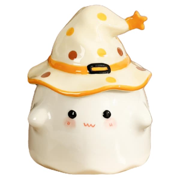 Halloween Spökmugg, Gul Keramik 350ml Läskig Kopp
