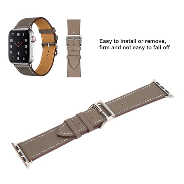 Smartwatch læderrem Universal Smart Watch udskiftningsrem til IWatch Series SE 8 7 6 5 4 3 2 1 38mm 40mm 41mm Grå